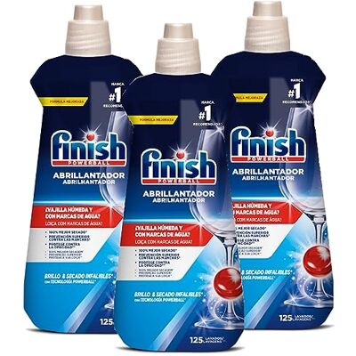Finish Abrillantador Lavavajillas, vajilla seca, brillante y sin marcas 3 x 500ml 375 lavados Finish Abrillantador Lavavajillas, vajilla seca, brillante y sin marcas 3 x 500ml 375 lavados