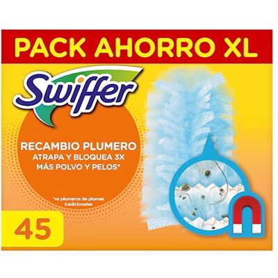 Swiffer Recambios Plumero Atrapapolvo, Atrapa Y Retiene 3 Veces Mas Polvo Y El Pelo Que Cualquier Plumero Tradicional, Pack de 45 Recambios Swiffer Recambios Plumero Atrapapolvo, Atrapa Y Retiene 3 Veces Mas Polvo Y El Pelo Que Cualquier Plumero Tradicional, Pack de 45 Recambios