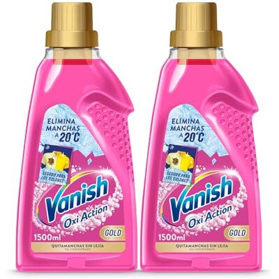 Vanish Oxi Action Gold Quitamanchas multibeneficio para la ropa, elimina olores y potenciador del lavado, en gel, sin lejía 2x 1500 ml Vanish Oxi Action Gold Quitamanchas multibeneficio para la ropa, elimina olores y potenciador del lavado, en gel, sin lejía 2x 1500 ml