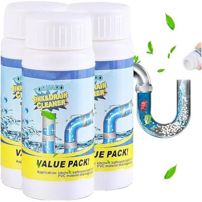 TYURJYR , En Polvo, elimina eficazmente pelo, grasa, jabón y restos de comida, para fregaderos, duchas, inodoros y tuberías, uso rápido y práctico (3Pcs) TYURJYR , En Polvo, elimina eficazmente pelo, grasa, jabón y restos de comida, para fregaderos, duchas, inodoros y tuberías, uso rápido y práctico (3Pcs)