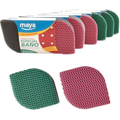 Maya Pack de 12 Estropajos de Baño para Limpieza de Sanitarios, Grifos y Azulejos sin Dejar Rayas 12x8,5x2,5 cm Esponjas Lavables en Lavavajillas y Lavadora (EVO, Rosa/Verde) Maya Pack de 12 Estropajos de Baño para Limpieza de Sanitarios, Grifos y Azulejos sin Dejar Rayas 12x8,5x2,5 cm Esponjas Lavables en Lavavajillas y Lavadora (EVO, Rosa/Verde)