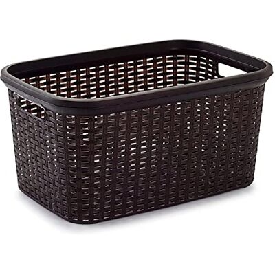 AC Cesta Colada Rectangular de plástico Fabricado en España Capidad de 35 litros Estilo Mimbre 53,5 x 36 x 26,5 cm Color Wengue AC Cesta Colada Rectangular de plástico Fabricado en España Capidad de 35 litros Estilo Mimbre 53,5 x 36 x 26,5 cm Color Wengue