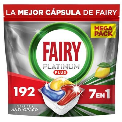 FAIRY Platinum Plus Limón Cápsulas De Lavavajillas Todo En Uno,192 Cápsulas,Nuestra Mejor Limpieza Que Deja Los Platos Como Nuevos, Elimina La Falta De Brillo Y Evita La Cal (el embalaje puede variar) FAIRY Platinum Plus Limón Cápsulas De Lavavajillas Todo En Uno,192 Cápsulas,Nuestra Mejor Limpieza Que Deja Los Platos Como Nuevos, Elimina La Falta De Brillo Y Evita La Cal (el embalaje puede variar)