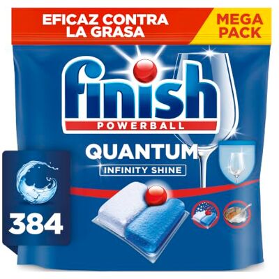 Finish Powerball Quantum Limpieza y Brillo Potentes, Pastillas para lavavajillas, aroma Regular, 384 Pastillas (6 x 64 Pastillas) Finish Powerball Quantum Limpieza y Brillo Potentes, Pastillas para lavavajillas, aroma Regular, 384 Pastillas (6 x 64 Pastillas)