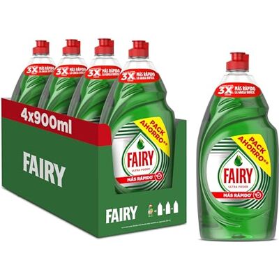 FAIRY Ultra Poder Original Líquido Lavavajillas 4x900ML Fórmula Efectiva Que Deja Los Platos Relucientes, Impresionante Poder Antigrasa FAIRY Ultra Poder Original Líquido Lavavajillas 4x900ML Fórmula Efectiva Que Deja Los Platos Relucientes, Impresionante Poder Antigrasa