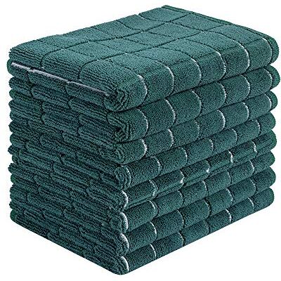 HYER KITCHEN Paños de Microfibra para Platos, Suaves, superabsorbentes y sin Pelusas, Paquete de 8 Unidades (66 x 45 cm), diseño de Rejilla en Color Verde HYER KITCHEN Paños de Microfibra para Platos, Suaves, superabsorbentes y sin Pelusas, Paquete de 8 Unidades (66 x 45 cm), diseño de Rejilla en Color Verde