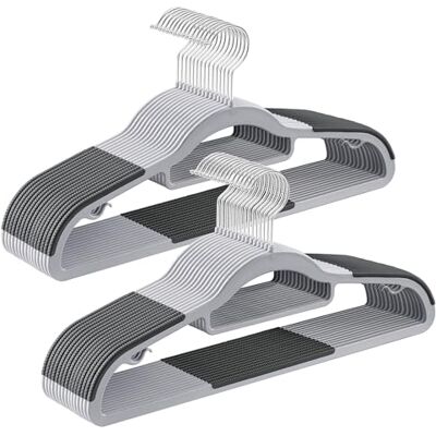 SONGMICS Juego de 30 Perchas, Perchas de Plástico, Antideslizantes, Ahorra Espacio, 0,5 cm de Grosor, 42 cm de Largo, Gancho Plata Giratorio de 360°, Gris Claro y Gris Oscuro SONGMICS Juego de 30 Perchas, Perchas de Plástico, Antideslizantes, Ahorra Espacio, 0,5 cm de Grosor, 42 cm de Largo, Gancho Plata Giratorio de 360°, Gris Claro y Gris Oscuro