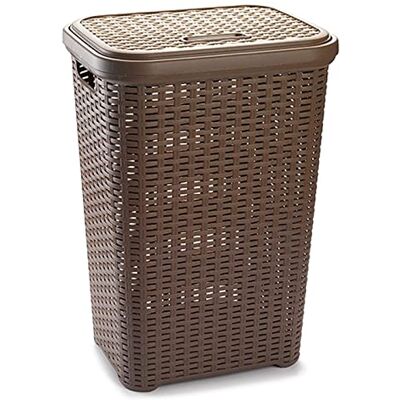 AC Cesto para ropa sucia con tapa y asas Estilo Rattan Fabricado en españa Cubo pongotodo para colada Diseño imitión mimbre Capidad 60 Litros 61,5 x 42,5 x 34 cm Color Topo AC Cesto para ropa sucia con tapa y asas Estilo Rattan Fabricado en españa Cubo pongotodo para colada Diseño imitión mimbre Capidad 60 Litros 61,5 x 42,5 x 34 cm Color Topo