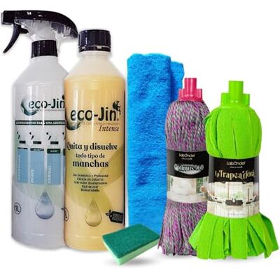 ECO-JIN Pack INTENSE Difusor Fregona Optimus Fregona Trapeadora Bayeta Microfibra Estropajo Con Esponja Limpiador Multiusos ECO-JIN Pack INTENSE Difusor Fregona Optimus Fregona Trapeadora Bayeta Microfibra Estropajo Con Esponja Limpiador Multiusos