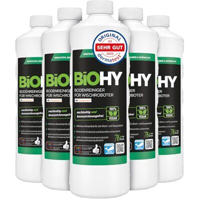 BIOHY Limpia suelos para robots de limpieza con aroma a naranja (6 botellas de 1 litro) Concentrado de limpieza para todos los robots de limpieza Sin espuma y sin rayas Concentrado sostenible BIOHY Limpia suelos para robots de limpieza con aroma a naranja (6 botellas de 1 litro) Concentrado de limpieza para todos los robots de limpieza Sin espuma y sin rayas Concentrado sostenible