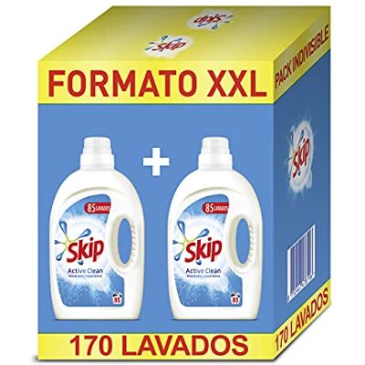 Skip Detergente Líquido Pack Ahorro Active Clean 170 lavados 85x2 Skip Detergente Líquido Pack Ahorro Active Clean 170 lavados 85x2