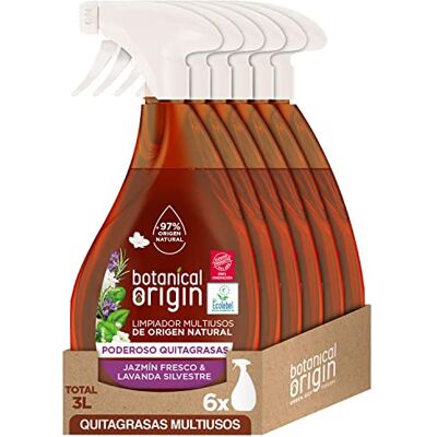 Botanical Origin s Limpiador Multiusos Quitagrasas Ecológico, Fragancia Jazmín Fresco y Lavanda Silvestre Pack de 6 x 500 ml Botanical Origin s Limpiador Multiusos Quitagrasas Ecológico, Fragancia Jazmín Fresco y Lavanda Silvestre Pack de 6 x 500 ml
