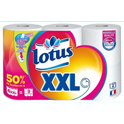 Lotus Juego de 6 rollos de papel higiénico color blanco tamaño XXL Lotus Juego de 6 rollos de papel higiénico color blanco tamaño XXL