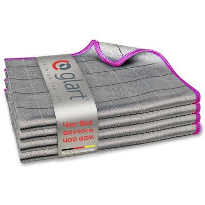 Glart 4X Paños de Carbono para Ventanas de Auto, Paño de Microfibra para Vidrio, sin Rayas ni Manchas, Paños de Pulido 50x40 cm, 400 gsm Glart 4X Paños de Carbono para Ventanas de Auto, Paño de Microfibra para Vidrio, sin Rayas ni Manchas, Paños de Pulido 50x40 cm, 400 gsm