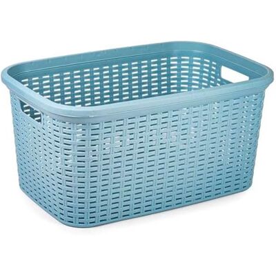 AC Cesta Colada Rectangular de plástico Fabricado en España Capidad de 35 litros Estilo Mimbre 53,5 x 36 x 26,5 cm Color Azul Pastel AC Cesta Colada Rectangular de plástico Fabricado en España Capidad de 35 litros Estilo Mimbre 53,5 x 36 x 26,5 cm Color Azul Pastel