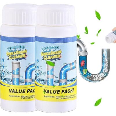 TYURJYR , En Polvo, elimina eficazmente pelo, grasa, jabón y restos de comida, para fregaderos, duchas, inodoros y tuberías, uso rápido y práctico (2Pcs) TYURJYR , En Polvo, elimina eficazmente pelo, grasa, jabón y restos de comida, para fregaderos, duchas, inodoros y tuberías, uso rápido y práctico (2Pcs)