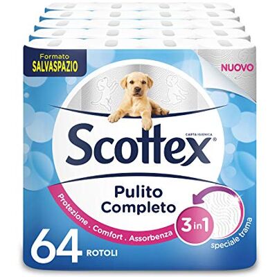 Scottex Papel Higiénico Salvaspazio – 64 rollos Scottex Papel Higiénico Salvaspazio – 64 rollos