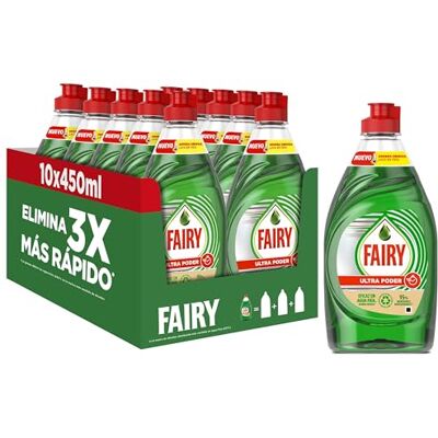 FAIRY , Ultra Poder Lavavajillas Líquido a Mano, 4,5 L (10 x 450 ml), Óptimo Poder Antigrasa FAIRY , Ultra Poder Lavavajillas Líquido a Mano, 4,5 L (10 x 450 ml), Óptimo Poder Antigrasa