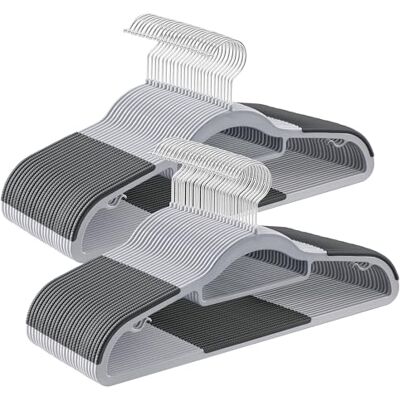 SONGMICS Juego de 50 Perchas, Perchas de PlÁstico, Antideslizantes, Ahorra Espacio, 0,5 cm de Grosor, 42 cm de Largo, Gancho Plata Giratorio de 360°, Gris Claro y Gris Oscuro CRP20G50 SONGMICS Juego de 50 Perchas, Perchas de PlÁstico, Antideslizantes, Ahorra Espacio, 0,5 cm de Grosor, 42 cm de Largo, Gancho Plata Giratorio de 360°, Gris Claro y Gris Oscuro CRP20G50