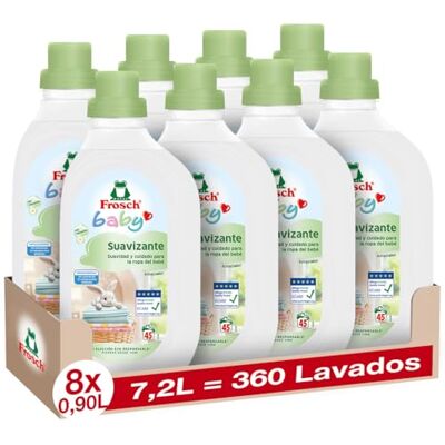 Frosch Baby Suavizante Concentrado Liquido para Lavadora para Ropa de Bebé, Apto para Pieles Sensibles, Producto Ecológico y Hipoalergénico Pack 8 x 900 ml Frosch Baby Suavizante Concentrado Liquido para Lavadora para Ropa de Bebé, Apto para Pieles Sensibles, Producto Ecológico y Hipoalergénico Pack 8 x 900 ml