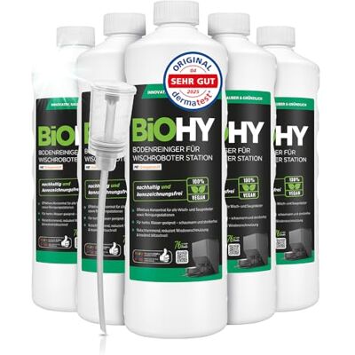 BIOHY Limpiador de suelos para robot de limpieza con aroma a naranja (6 x 1 litro) + dosificador, concentrado de limpieza para todos los robots de limpieza con función húmeda, sin espuma y sin rayas BIOHY Limpiador de suelos para robot de limpieza con aroma a naranja (6 x 1 litro) + dosificador, concentrado de limpieza para todos los robots de limpieza con función húmeda, sin espuma y sin rayas