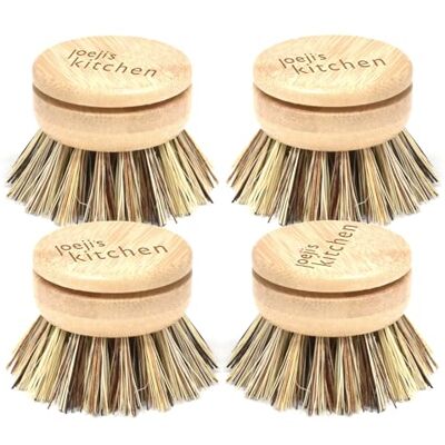 joeji's Kitchen Joejis Juego de 4 Cabezales de Repuesto para Cepillo Platos de Cerdas Duras, Cepillo Cocina de Madera Ecológico con cerdas de Fibra de sisal, Cepillo Fregar Platos joeji's Kitchen Joejis Juego de 4 Cabezales de Repuesto para Cepillo Platos de Cerdas Duras, Cepillo Cocina de Madera Ecológico con cerdas de Fibra de sisal, Cepillo Fregar Platos