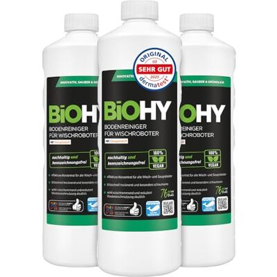 BIOHY Limpia suelos para robots de limpieza con aroma a naranja (3 botellas de 1 litro) Concentrado de limpieza para todos los robots de limpieza Sin espuma y sin rayas Concentrado sostenible BIOHY Limpia suelos para robots de limpieza con aroma a naranja (3 botellas de 1 litro) Concentrado de limpieza para todos los robots de limpieza Sin espuma y sin rayas Concentrado sostenible