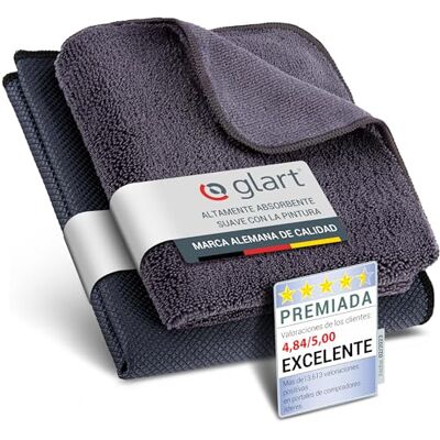 Glart Set 2 paños microfibra coche – Cristales y ventanas – Fishskin 60x40 cm + paño secado 32x32 cm – limpieza sin rayas – ideal auto, hogar y limpiacristales profesional Glart Set 2 paños microfibra coche – Cristales y ventanas – Fishskin 60x40 cm + paño secado 32x32 cm – limpieza sin rayas – ideal auto, hogar y limpiacristales profesional