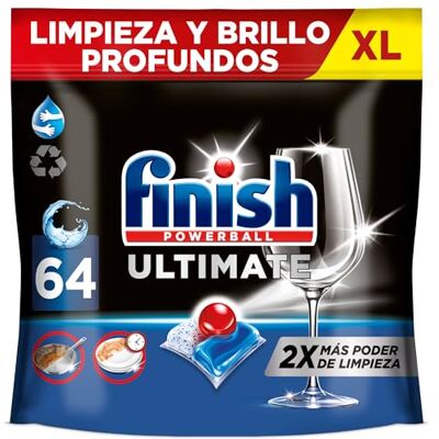 Finish Powerball Ultimate All in 1 Pastillas para el lavavajillas, eficaz contra manchas resecas, 64 pastillas Finish Powerball Ultimate All in 1 Pastillas para el lavavajillas, eficaz contra manchas resecas, 64 pastillas