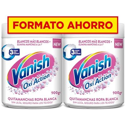 Vanish Oxi Action Quitamanchas y Blanqueador para Ropa Blanca, en Polvo, Sin Lejía 900 g (Paquete de 2) Vanish Oxi Action Quitamanchas y Blanqueador para Ropa Blanca, en Polvo, Sin Lejía 900 g (Paquete de 2)