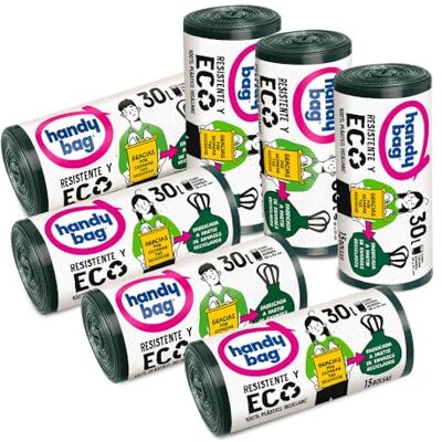 Handy Bag Bolsas de Basura Resistente y Eco , 100% Material Reciclado, 105 Bolsas Handy Bag Bolsas de Basura Resistente y Eco , 100% Material Reciclado, 105 Bolsas