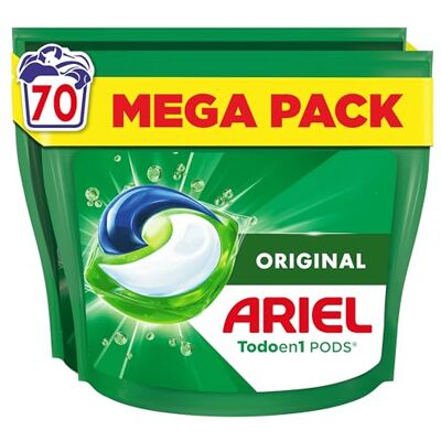 Ariel PODs Todo en 1, Detergente Líquido En Cápsulas Original Cápsulas, 70 Lavados Ariel PODs Todo en 1, Detergente Líquido En Cápsulas Original Cápsulas, 70 Lavados