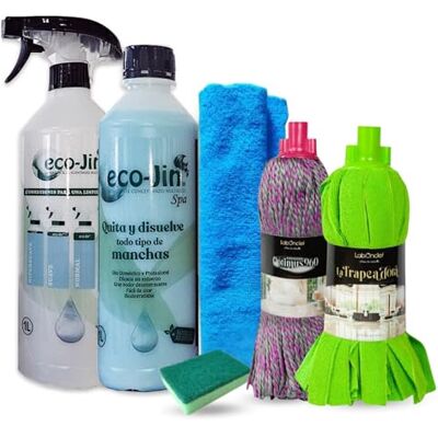 ECO-JIN Pack SPA Difusor Fregona Optimus Fregona Trapeadora Bayeta Microfibra Estropajo Con Esponja Limpiador Multiusos ECO-JIN Pack SPA Difusor Fregona Optimus Fregona Trapeadora Bayeta Microfibra Estropajo Con Esponja Limpiador Multiusos