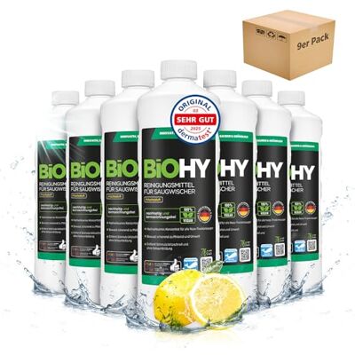 BIOHY Agente de limpieza para limpiaparabrisas de succión (9 botellas de 1 litro) Concentrado 1:200 para los aspiradores en húmedo baldosas, PVC, parquet y laminado (Saugwischer) BIOHY Agente de limpieza para limpiaparabrisas de succión (9 botellas de 1 litro) Concentrado 1:200 para los aspiradores en húmedo baldosas, PVC, parquet y laminado (Saugwischer)