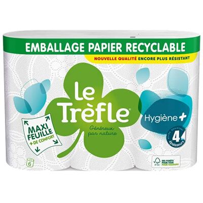 Le Trefle El Trébol Higiene + Papel higiénico 6 Rollos, 4 Espesores Le Trefle El Trébol Higiene + Papel higiénico 6 Rollos, 4 Espesores
