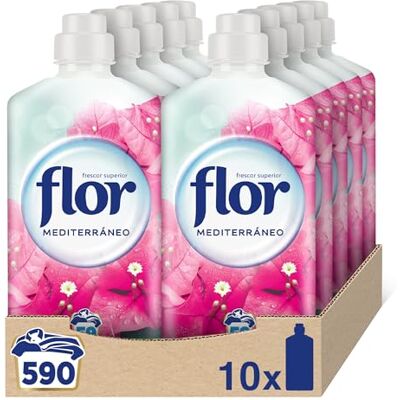 Flor Suavizante para la ropa concentrado, aroma Mediterráneo Pack de 10, hasta 590 dosis Flor Suavizante para la ropa concentrado, aroma Mediterráneo Pack de 10, hasta 590 dosis