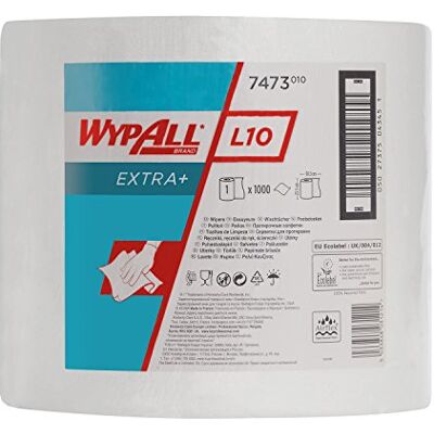 Wypall L10 Extra+ Rollo grande de paños , 1 rollo x 1000 hojas blancas de 1 capa Wypall L10 Extra+ Rollo grande de paños , 1 rollo x 1000 hojas blancas de 1 capa
