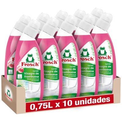 Frosch Gel WC Ecológico, Limpiador de Cal y Residuos Para Inodoro, Higienizante con Vinagre Frambuesa Pack de 10 Unidades x 750 ml Frosch Gel WC Ecológico, Limpiador de Cal y Residuos Para Inodoro, Higienizante con Vinagre Frambuesa Pack de 10 Unidades x 750 ml