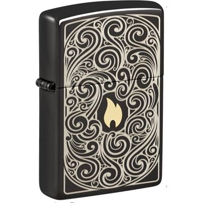 Zippo Sturmfeuerzeug Pattern, High Polish Black, Laser Two-Tone Nachfüllbar Wiederverwendbar Windfestes Design Geschenkbox Made in USA Zippo Sturmfeuerzeug Pattern, High Polish Black, Laser Two-Tone Nachfüllbar Wiederverwendbar Windfestes Design Geschenkbox Made in USA