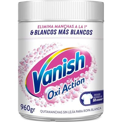 Vanish Oxi Action Quitamanchas y Blanqueador en Polvo para Ropa Blanca, Sin Lejía 960gr Vanish Oxi Action Quitamanchas y Blanqueador en Polvo para Ropa Blanca, Sin Lejía 960gr
