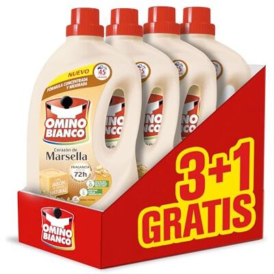Omino Bianco Detergente líquido marsella 45 dosis, caja 3+1 gratis, 7200ml Omino Bianco Detergente líquido marsella 45 dosis, caja 3+1 gratis, 7200ml