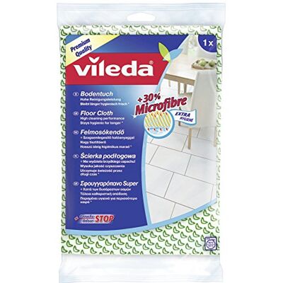 Vileda Paño de suelo con 30% de microfibra para absorber incluso las partículas más pequeñas de suciedad con tecnología antiolores, buena adherencia para frotar, 1 unidad Vileda Paño de suelo con 30% de microfibra para absorber incluso las partículas más pequeñas de suciedad con tecnología antiolores, buena adherencia para frotar, 1 unidad