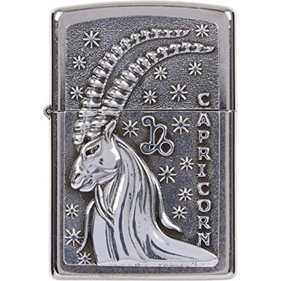 Zippo , , PL AA8207 Mechero de latón con diseño de Signo del zodíaco Capricornio V19 diseño 5,83,81,2 Zippo , , PL AA8207 Mechero de latón con diseño de Signo del zodíaco Capricornio V19 diseño 5,83,81,2