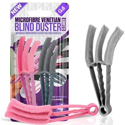 G4GADGET 2 cepillos de Microfibra para Limpiar persianas venecianas en seco y húmedo con 3 Puntas (Gris y Rosa) G4GADGET 2 cepillos de Microfibra para Limpiar persianas venecianas en seco y húmedo con 3 Puntas (Gris y Rosa)