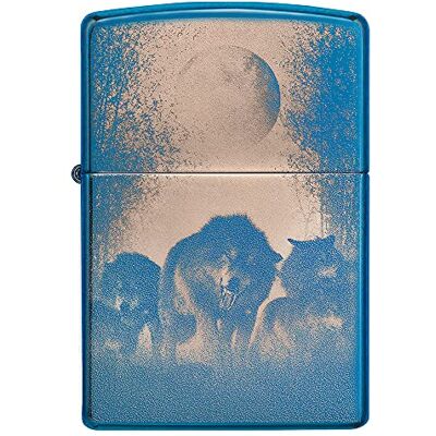 Zippo Encendedor a Prueba de Viento Modelo Wolves Acabado Azul Pulido con Color Image Recargable Reutilizable Diseño a Prueba de Viento Caja de Regalo Hecho en EEUU Zippo Encendedor a Prueba de Viento Modelo Wolves Acabado Azul Pulido con Color Image Recargable Reutilizable Diseño a Prueba de Viento Caja de Regalo Hecho en EEUU