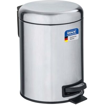 Wenko Cubo de Pedal 5 l. Leman, Gris, Metal, Blanco Wenko Cubo de Pedal 5 l. Leman, Gris, Metal, Blanco