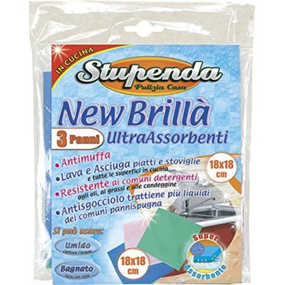 La Briantina Juego de 3 paños de Esponja New Dry de celulosa Vegetal Absorbente para Limpiar Platos, Vasos y Superficies, 18 x 18 cm, Paquete de 3 Unidades Reutilizables La Briantina Juego de 3 paños de Esponja New Dry de celulosa Vegetal Absorbente para Limpiar Platos, Vasos y Superficies, 18 x 18 cm, Paquete de 3 Unidades Reutilizables