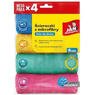 JAN Niezbędny Toallitas de Microfibra/para el hogar/para la Oficina/para la Cocina/para el Inodoro/Universal/Absorbente/Eficiente/Sin detergentes/Seco y húmedo/Sin Rayas/ 4 Piezas/Mezcla de Colores JAN Niezbędny Toallitas de Microfibra/para el hogar/para la Oficina/para la Cocina/para el Inodoro/Universal/Absorbente/Eficiente/Sin detergentes/Seco y húmedo/Sin Rayas/ 4 Piezas/Mezcla de Colores