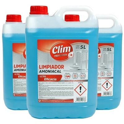 Clim Profesional 3 garrafas 5L Limpiador Amoniacal Alta Densidad 5L Limpieza Profesional Cocinas y Baños Multiusos: Suelos, Textiles Caja 15 litros Clim Profesional 3 garrafas 5L Limpiador Amoniacal Alta Densidad 5L Limpieza Profesional Cocinas y Baños Multiusos: Suelos, Textiles Caja 15 litros