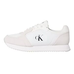 Calvin Runner Sneaker Hombre Retro Sock Lace Up con Logotipo, Blanco (Bright White/Black), 43 Calvin Runner Sneaker Hombre Retro Sock Lace Up con Logotipo, Blanco (Bright White/Black), 43
